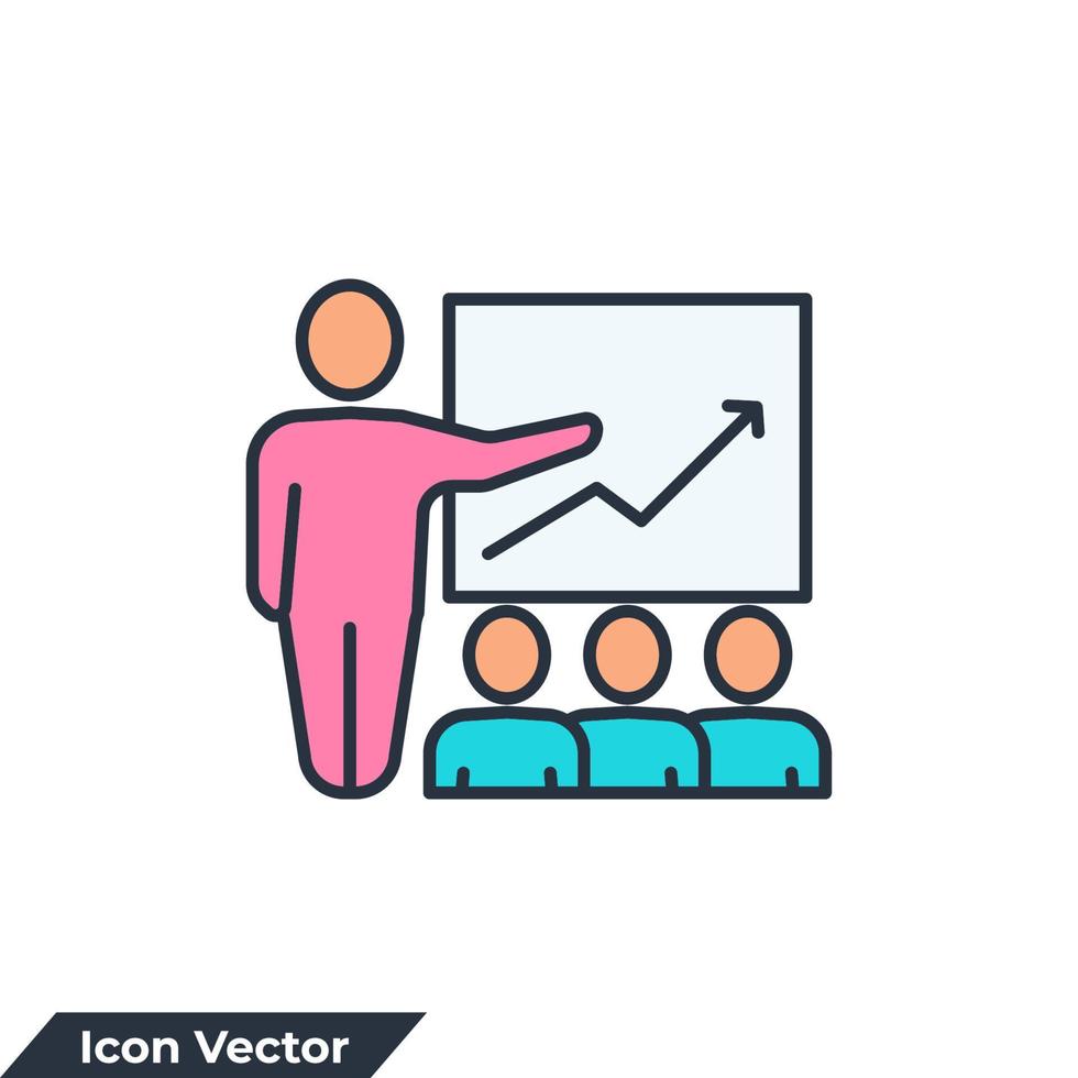presentatie pictogram logo vectorillustratie. trainingssymboolsjabloon voor grafische en webdesigncollectie vector