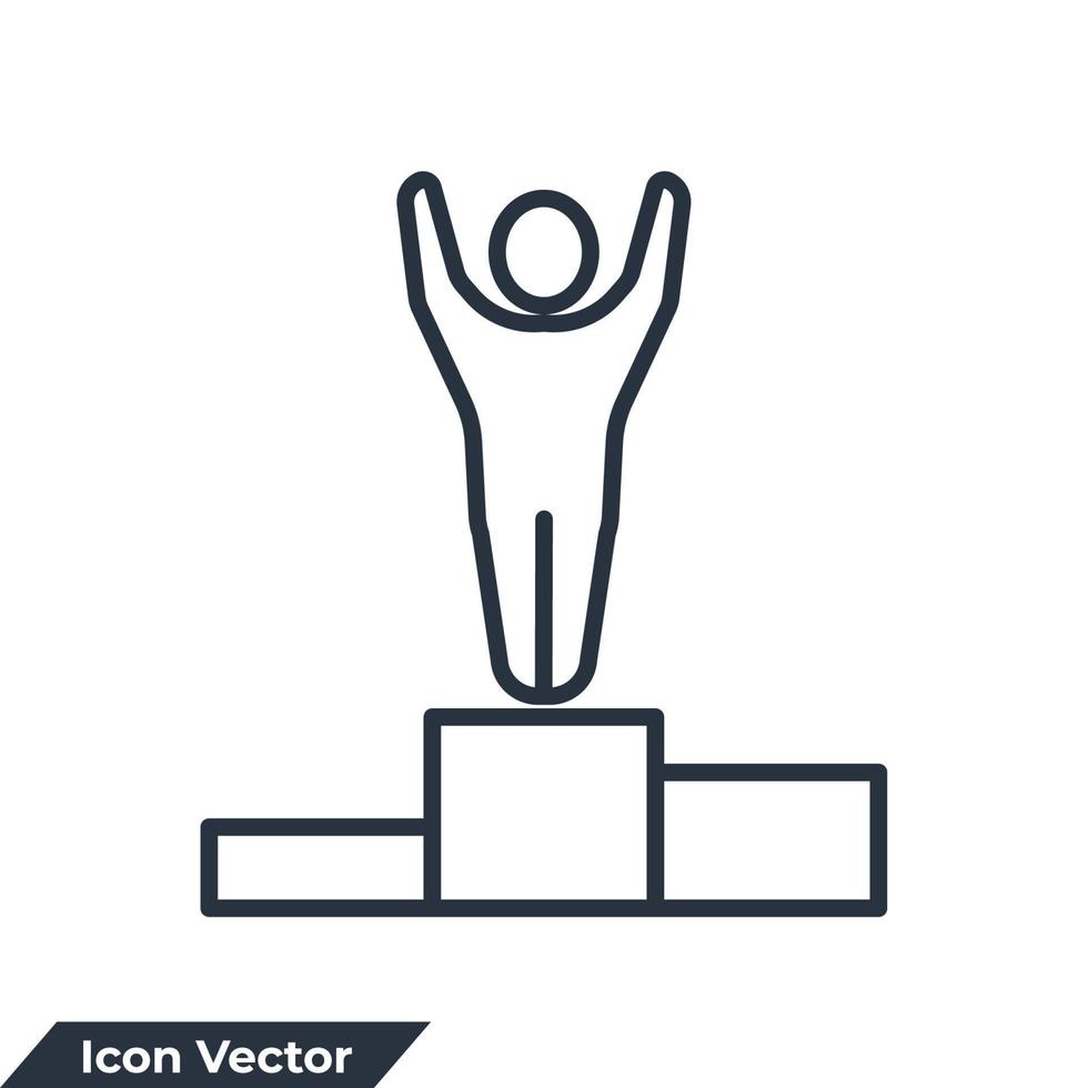 winnaars zakenmensen pictogram logo vectorillustratie. podium met mensensymboolsjabloon voor grafische en webdesigncollectie vector