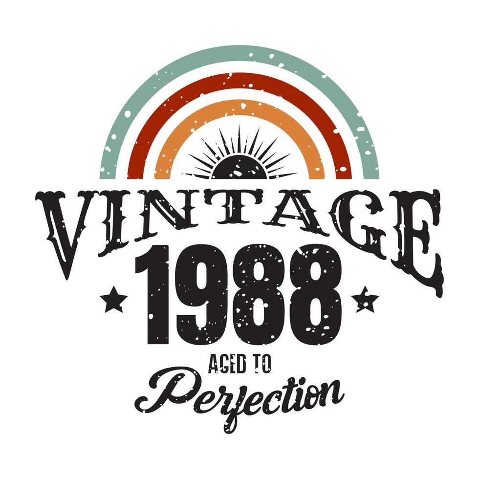vintage 1988 tot in de perfectie verouderd, 1988 verjaardag typografie ontwerp vector