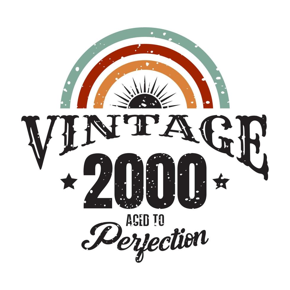 vintage 2000 gerijpt tot in de perfectie, 2000 verjaardag typografieontwerp vector