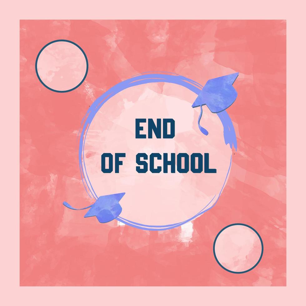 gelukkig einde van school met kleurrijke achtergrond, viering voor einde van school vector