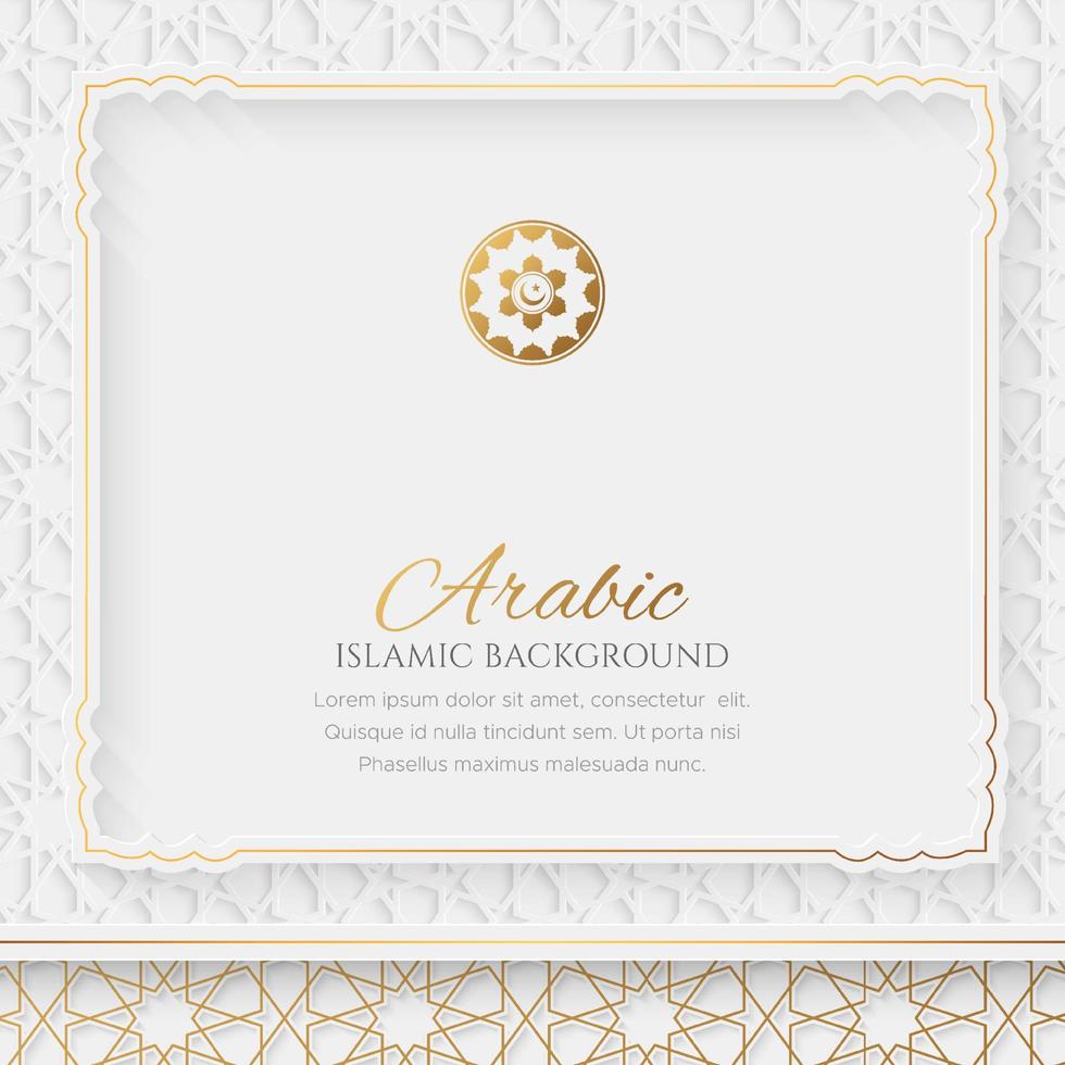 Arabische islamitische stijl witte en gouden luxe decoratieve achtergrond met islamitisch patroon vector
