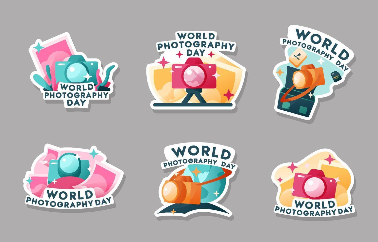 wereld fotografie dag stickers vector