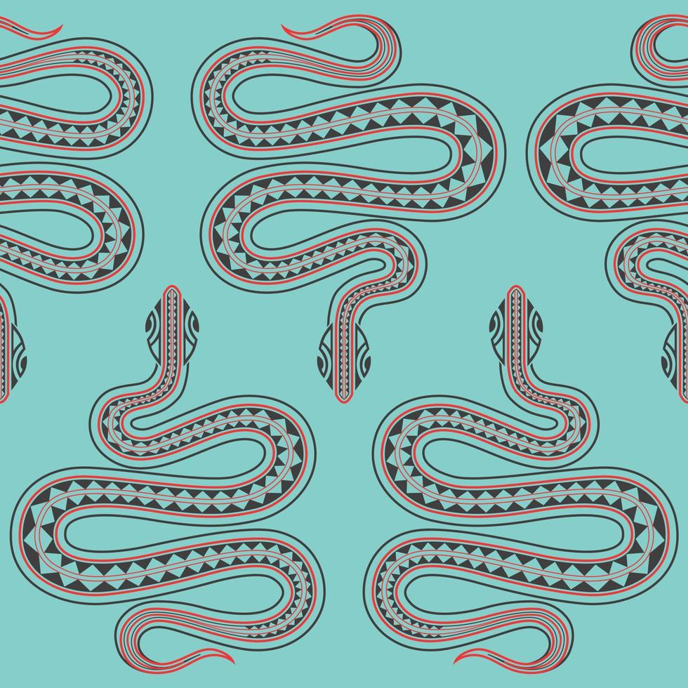 naadloos exotisch patroon met slangen Maori tattoo-stijl. dieren achtergrond. vector