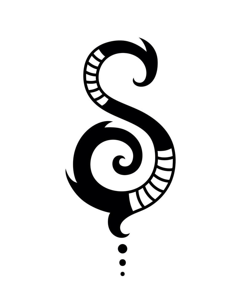 s letter symbool. voor logo, tatoeage, embleem, monogram, schild. tribale maori-stijl. vector