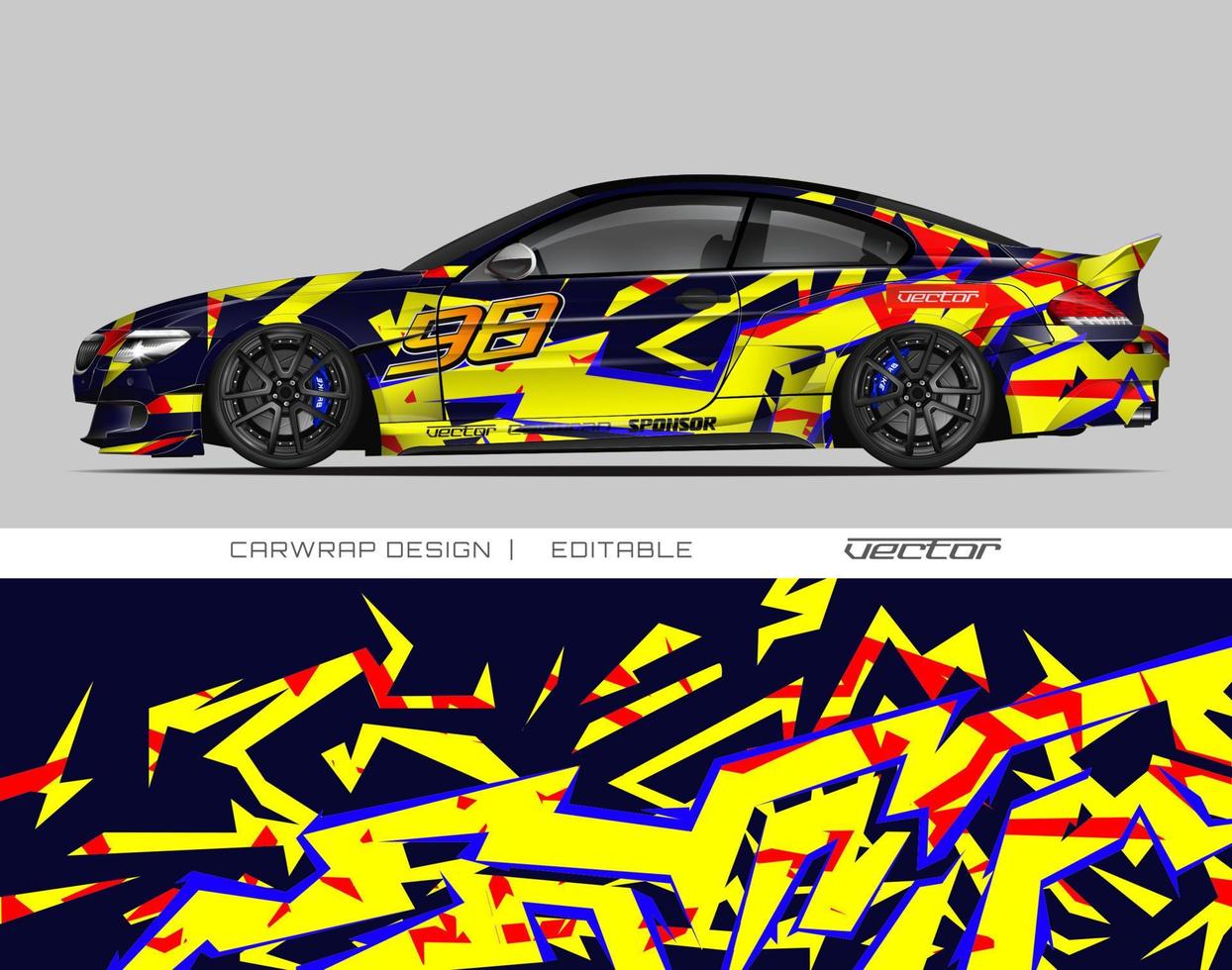 autowrap ontwerp modern race-achtergrondontwerp voor voertuigwrap, racewagen, rally, enz. vector