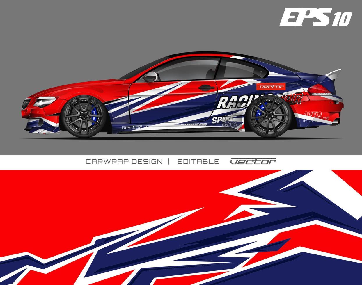 autowrap ontwerp modern race-achtergrondontwerp voor voertuigwrap, racewagen, rally, enz. vector