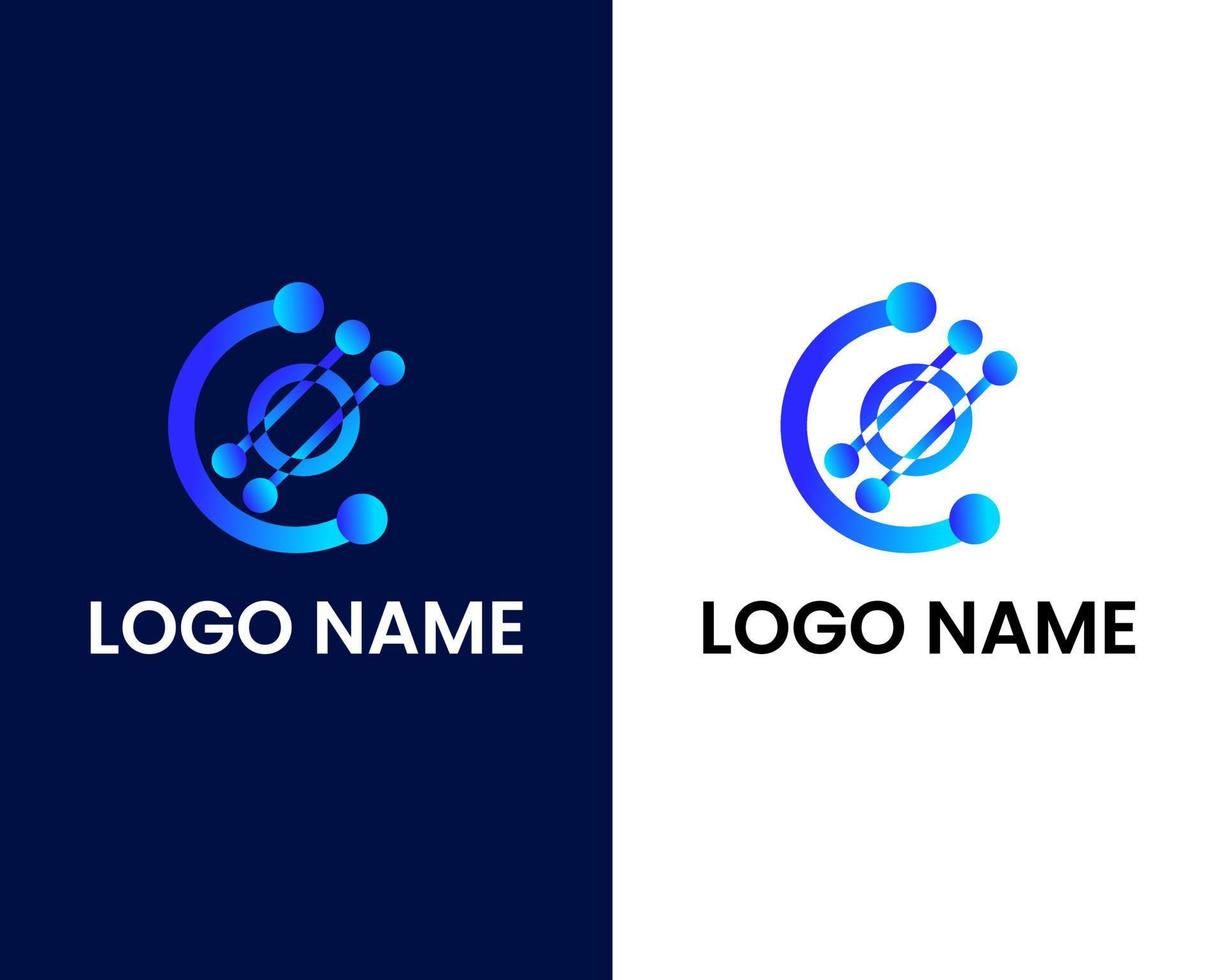 letter c en o met tech modern logo ontwerpsjabloon vector