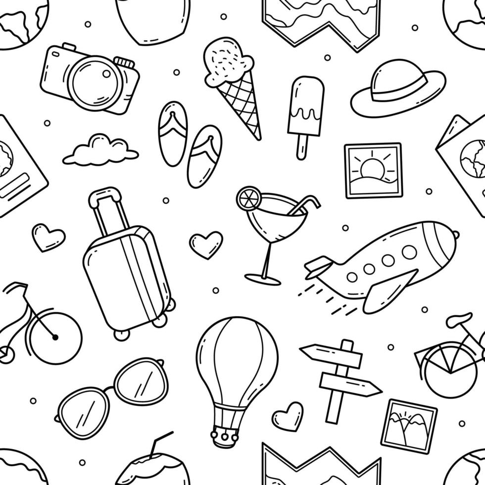 reizen doodle naadloze patroon achtergrond vectorillustratie vector