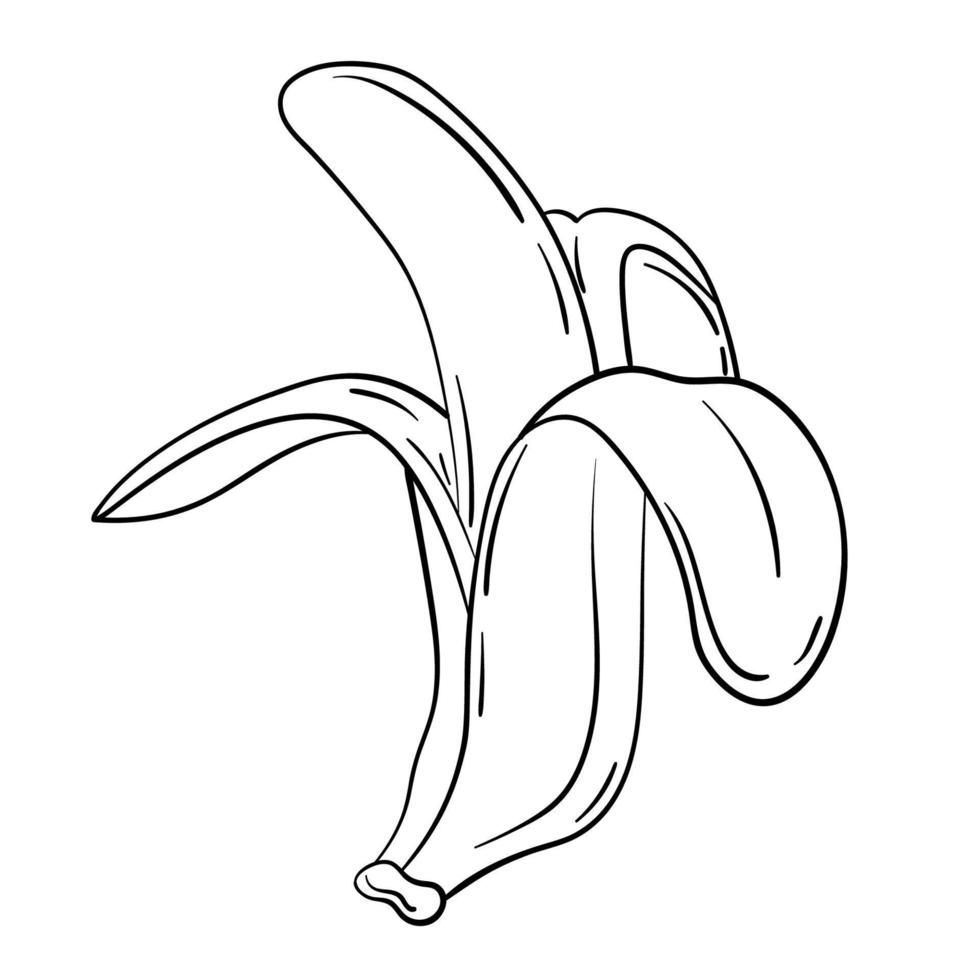 doodle sticker grappige gepelde banaan vector