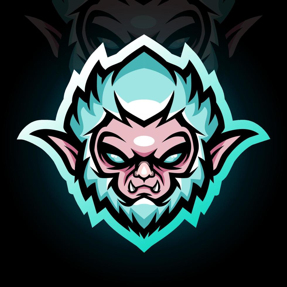 Yeti hoofd mascotte. esport-logo ontwerp vector