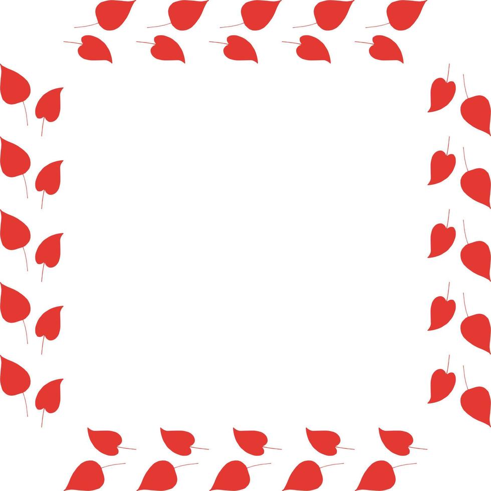 vierkant frame met horizontale rode bladeren op een witte achtergrond. geïsoleerde krans voor uw ontwerp. vector