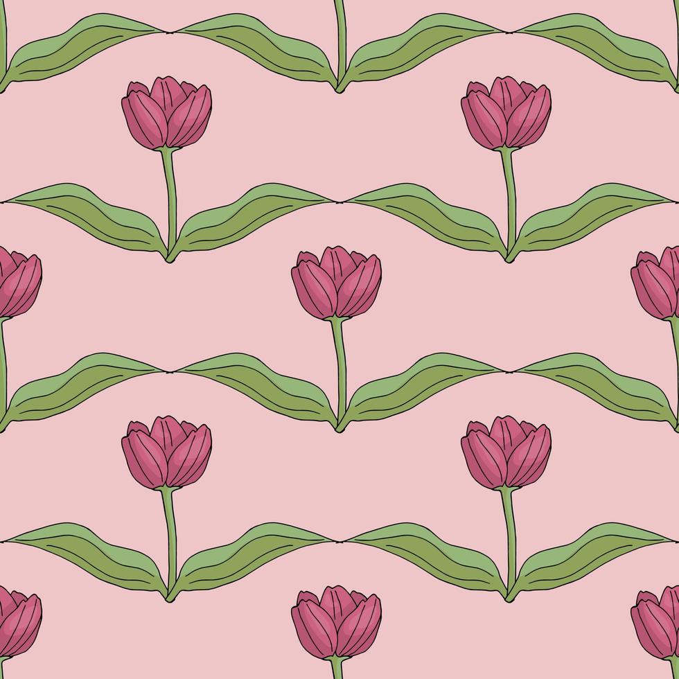 naadloos patroon met roze tulpen voor stof, textiel, kleding, tafelkleed en andere dingen. vector afbeelding. eindeloze achtergrond met bloemen voor uw ontwerp.