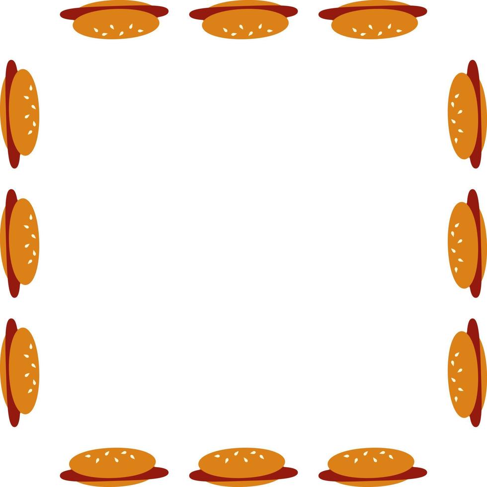 vierkante frame met grote hotdog op witte achtergrond. vector afbeelding.