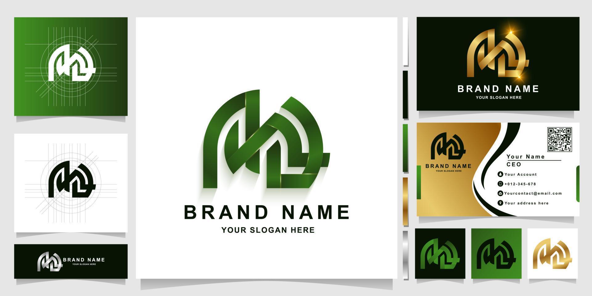 brief ana of asa monogram logo sjabloon met visitekaartje ontwerp vector