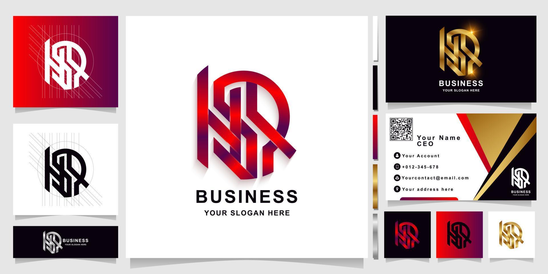 letter hsr of hrs monogram logo sjabloon met visitekaartje ontwerp vector