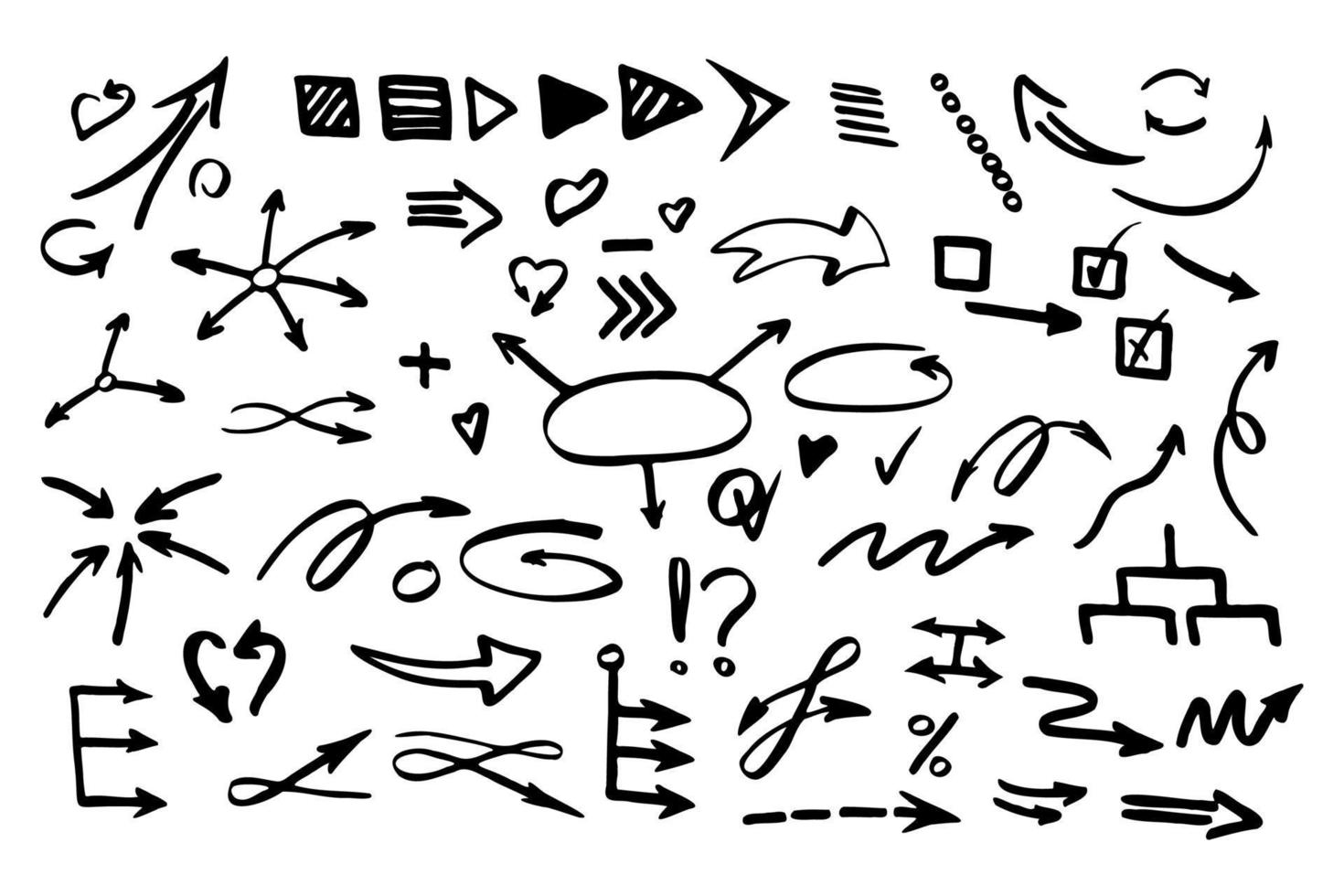 set doodle pijlen vectorillustratie. vector