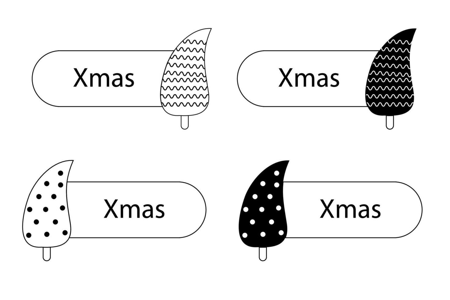 nieuwjaar concept illustratie. kerstboom elementen. webdesign knop. vector