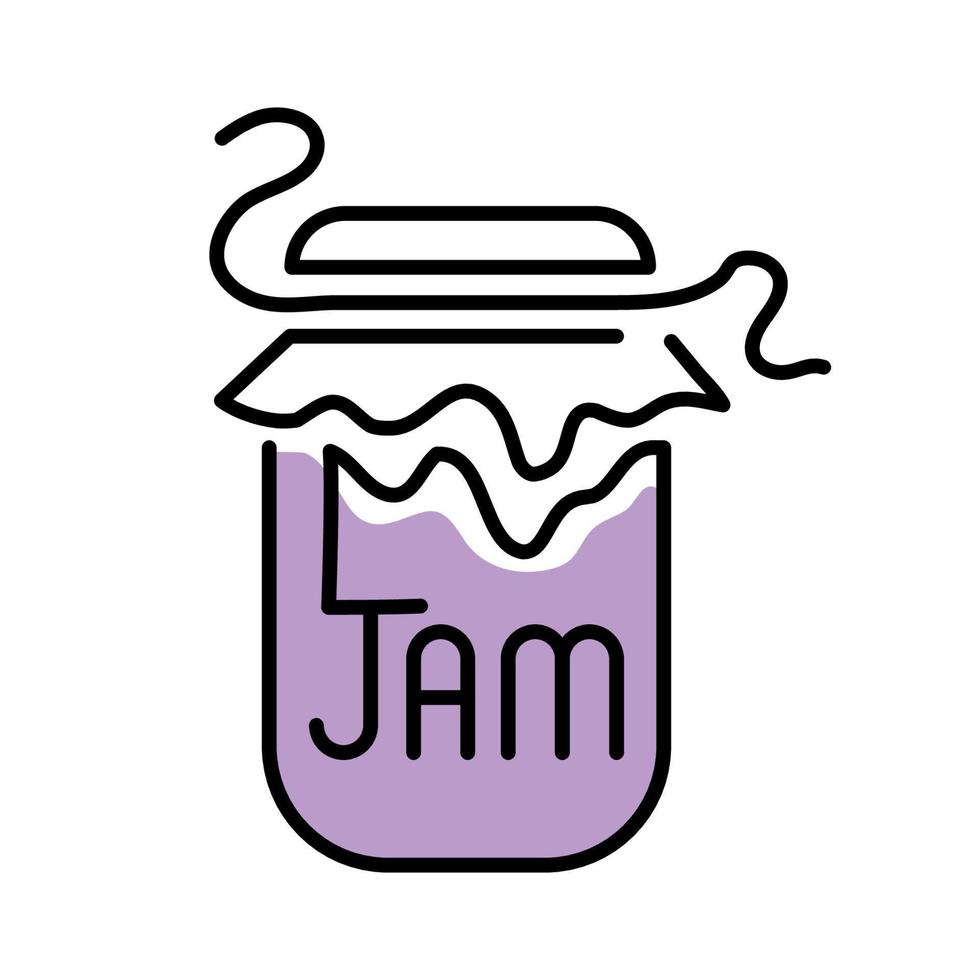 jampot doodle illustratie. vector lijntekeningen tekst