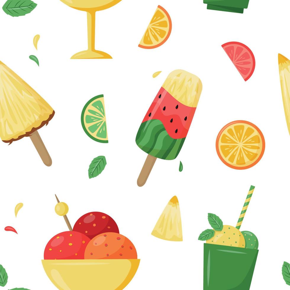 vector naadloos patroon met zomerijs en fruit