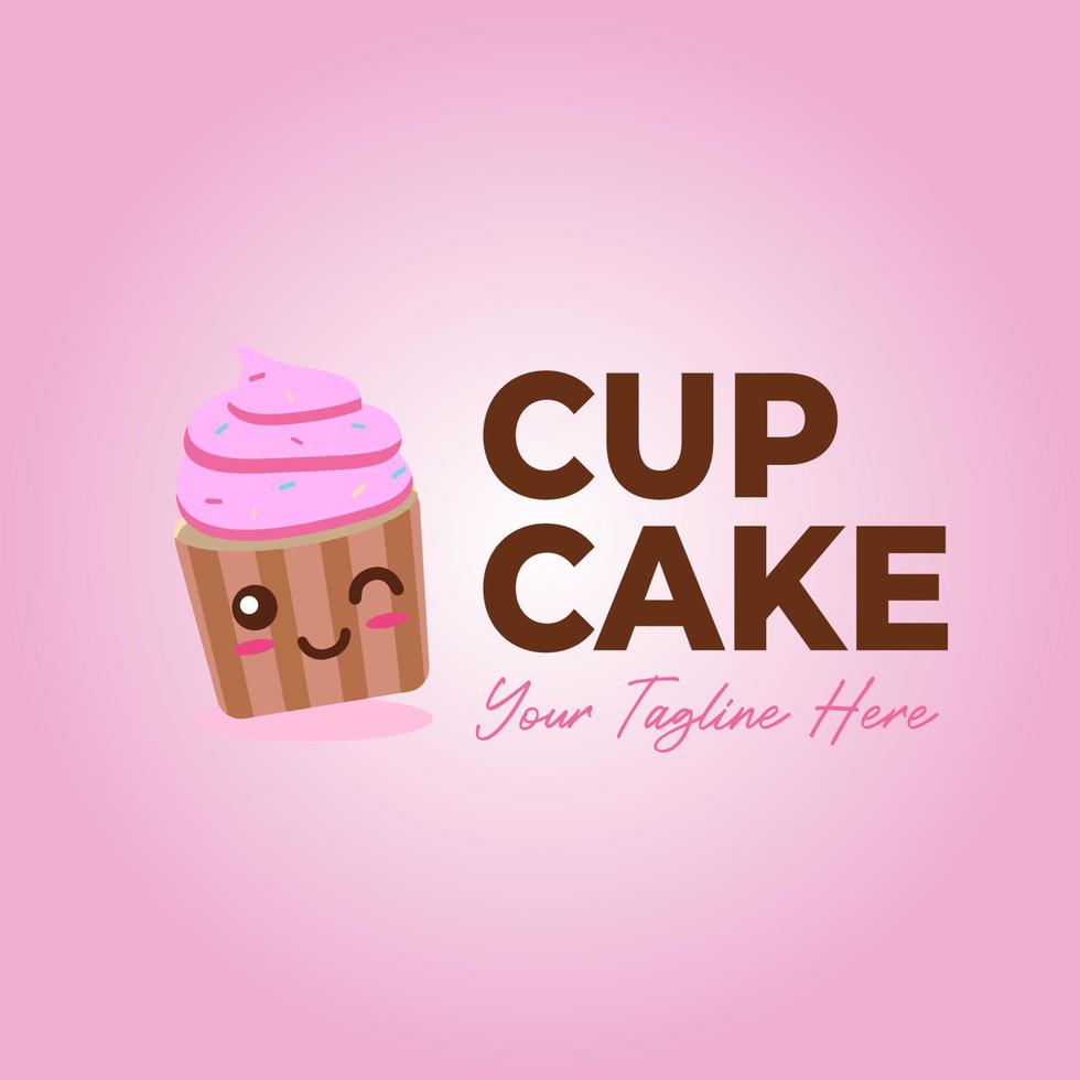 cupcake met crème logo schattig vector