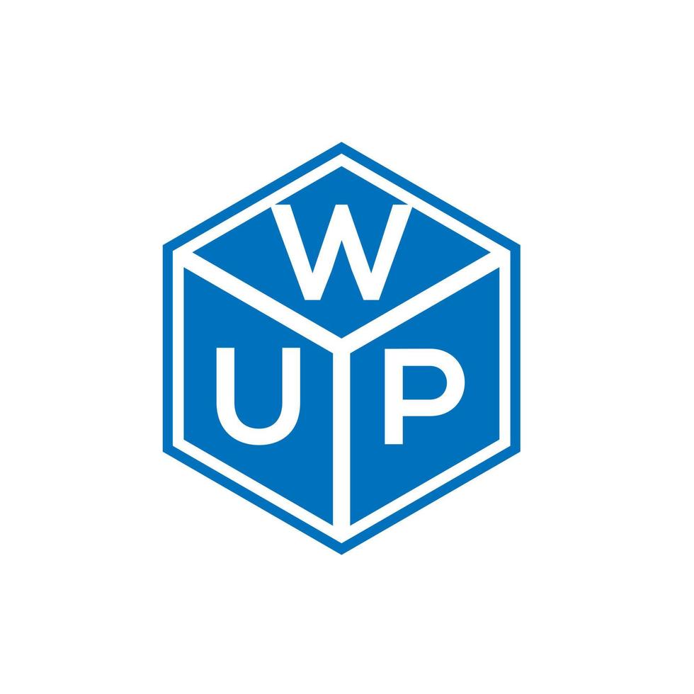 wup brief logo ontwerp op zwarte achtergrond. wup creatieve initialen brief logo concept. wup brief ontwerp. vector