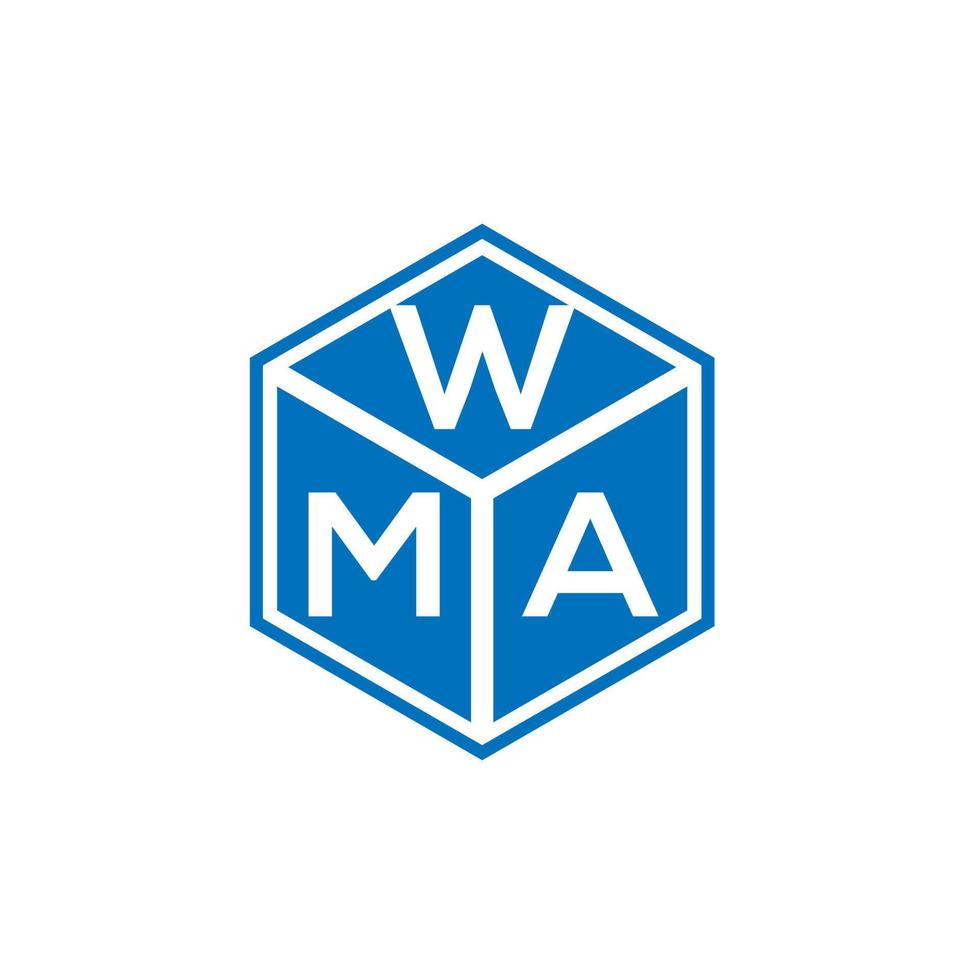 wma brief logo ontwerp op zwarte achtergrond. wma creatieve initialen brief logo concept. wma brief ontwerp. vector