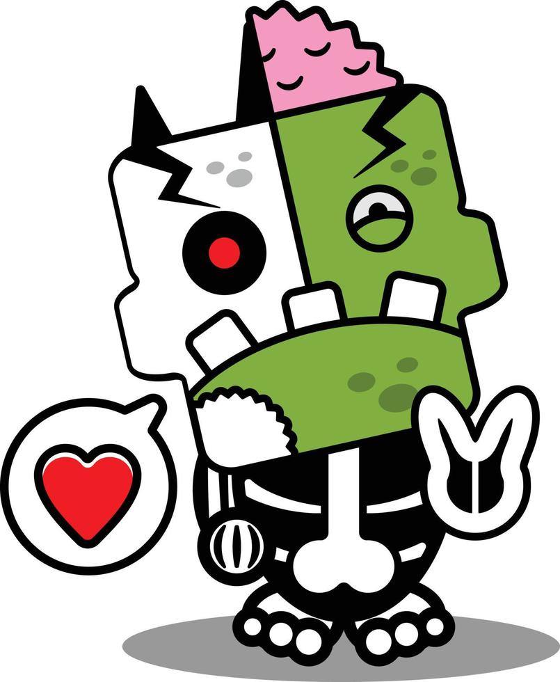 stripfiguur kostuum vector illustratie zombie bot mascotte liefde