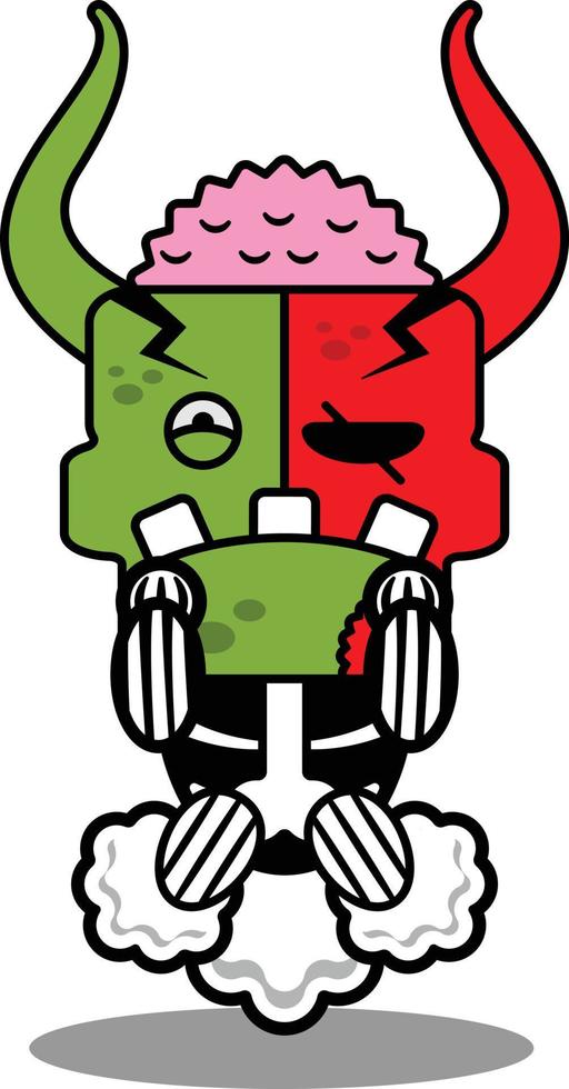 stripfiguur kostuum vector illustratie raket scheet schattig zombie demon mascotte