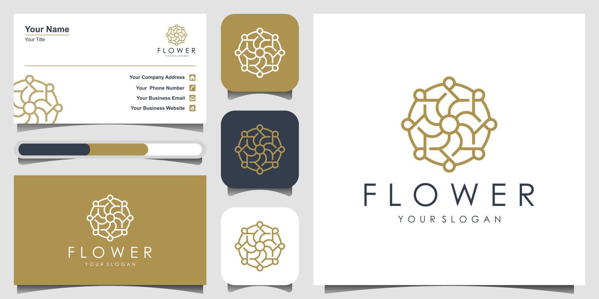 bloem logo ontwerp met lijn kunst concept. logo's kunnen worden gebruikt voor spa, schoonheidssalon, decoratie, boetiek. logo ontwerp en visitekaartje vector