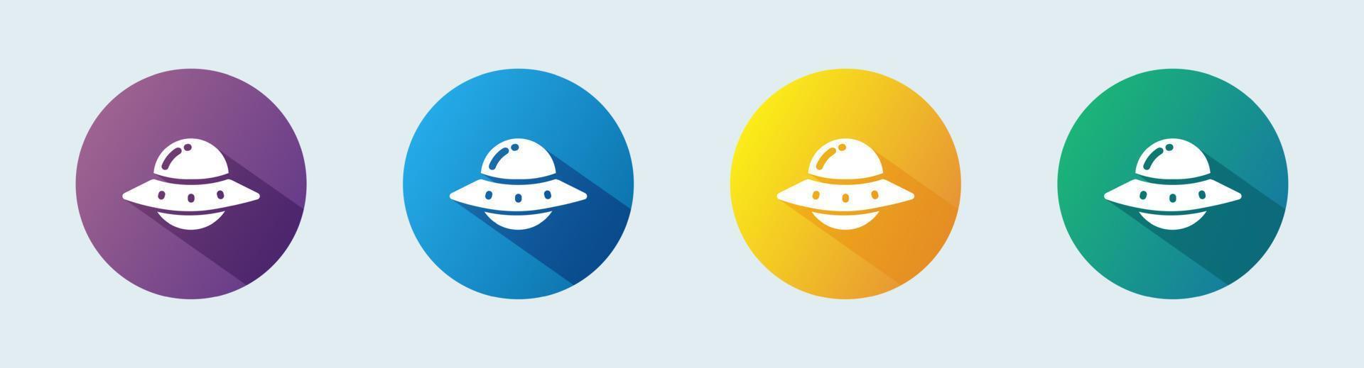 ufo solide pictogram in platte ontwerpstijl. buitenaardse ruimteschip tekenen vector illustratie.