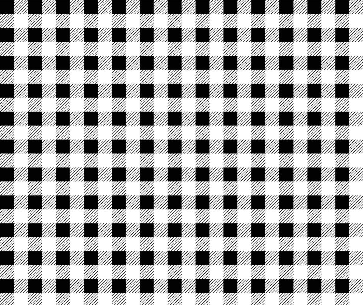 vuurvaste gingangpatroon. getextureerde zwart-wit geruite achtergrond. tafelkleed achtergrond zwart naadloos patroon. houthakker plaid. retro tafelkleed textuur. vector