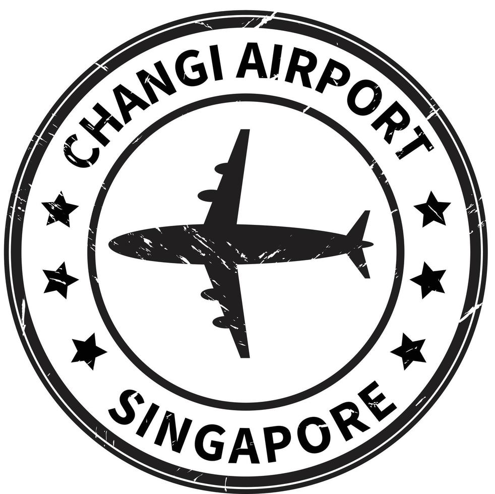 Changi luchthaven singapore stempel op witte achtergrond. Changi luchthaven singapore logo. luchthaven stempel teken. Singapore luchtvaartterrein symbool. vector