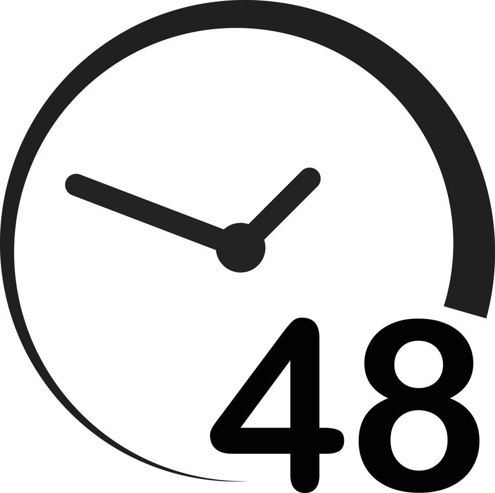 48 uur op witte achtergrond. 48 uur teken. eenvoudig pictogram. 48 uur symbool. draai rond tijdpictogram met cirkelvormige pijl. vector