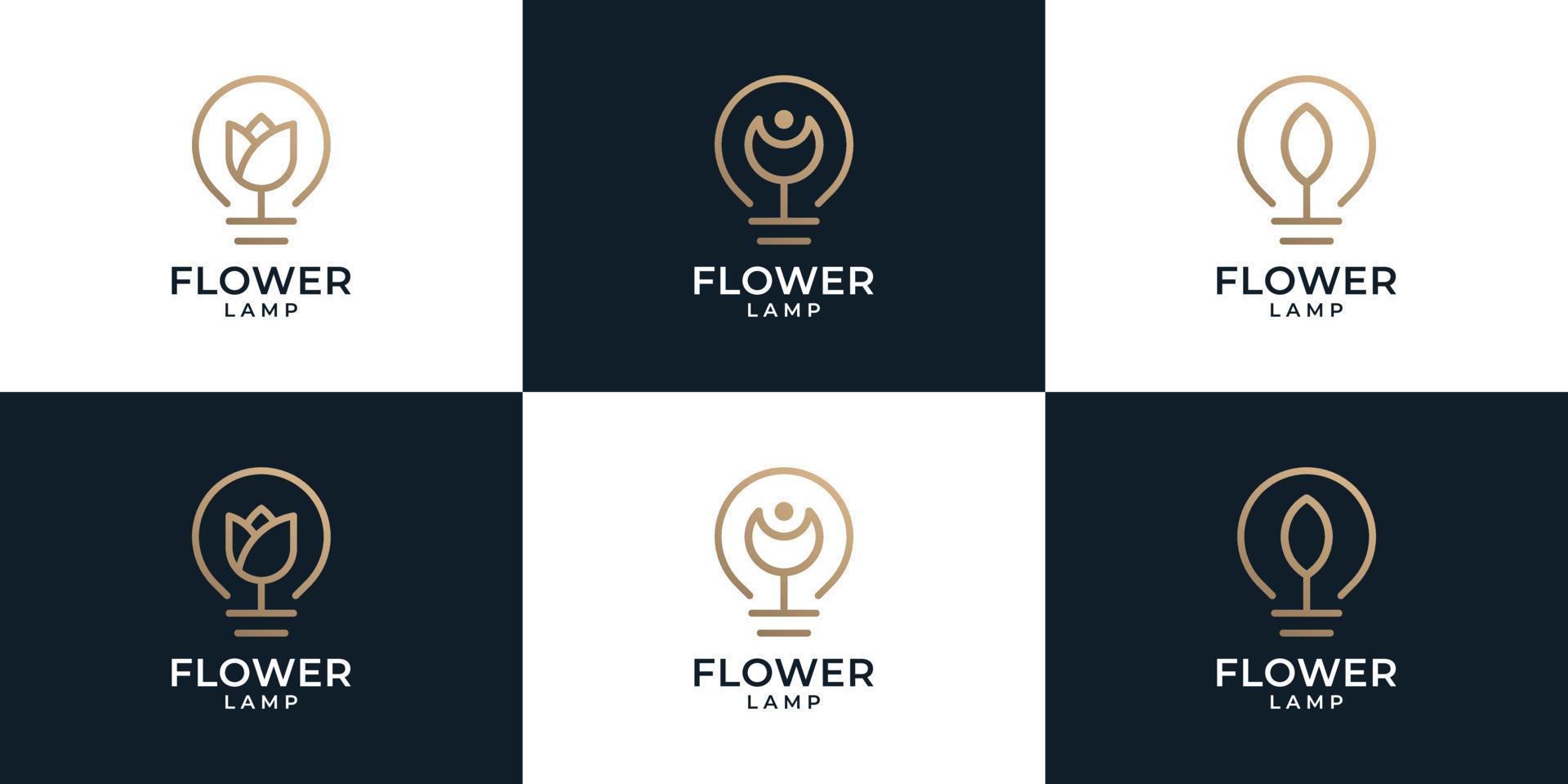 set bloemlamp natuur spa logo vector