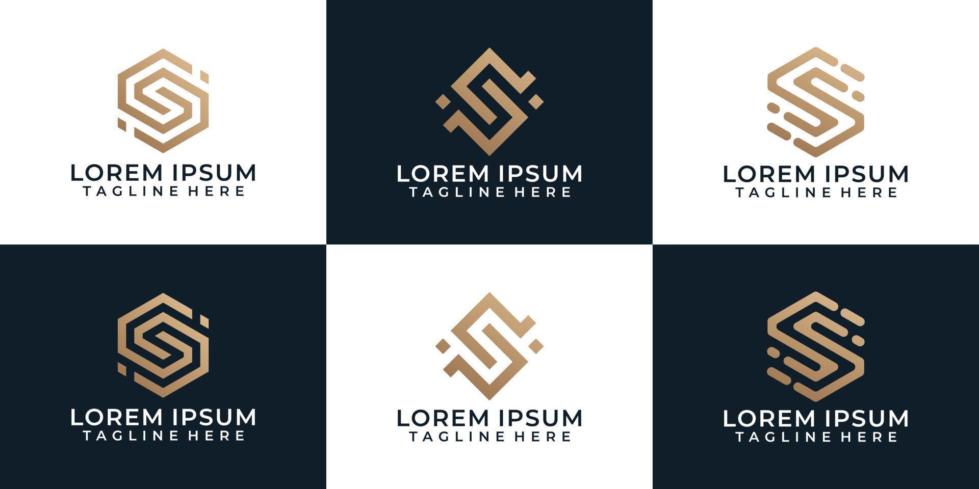 set van luxe elegante moderne letter s logo symbool met geometrische vorm vector