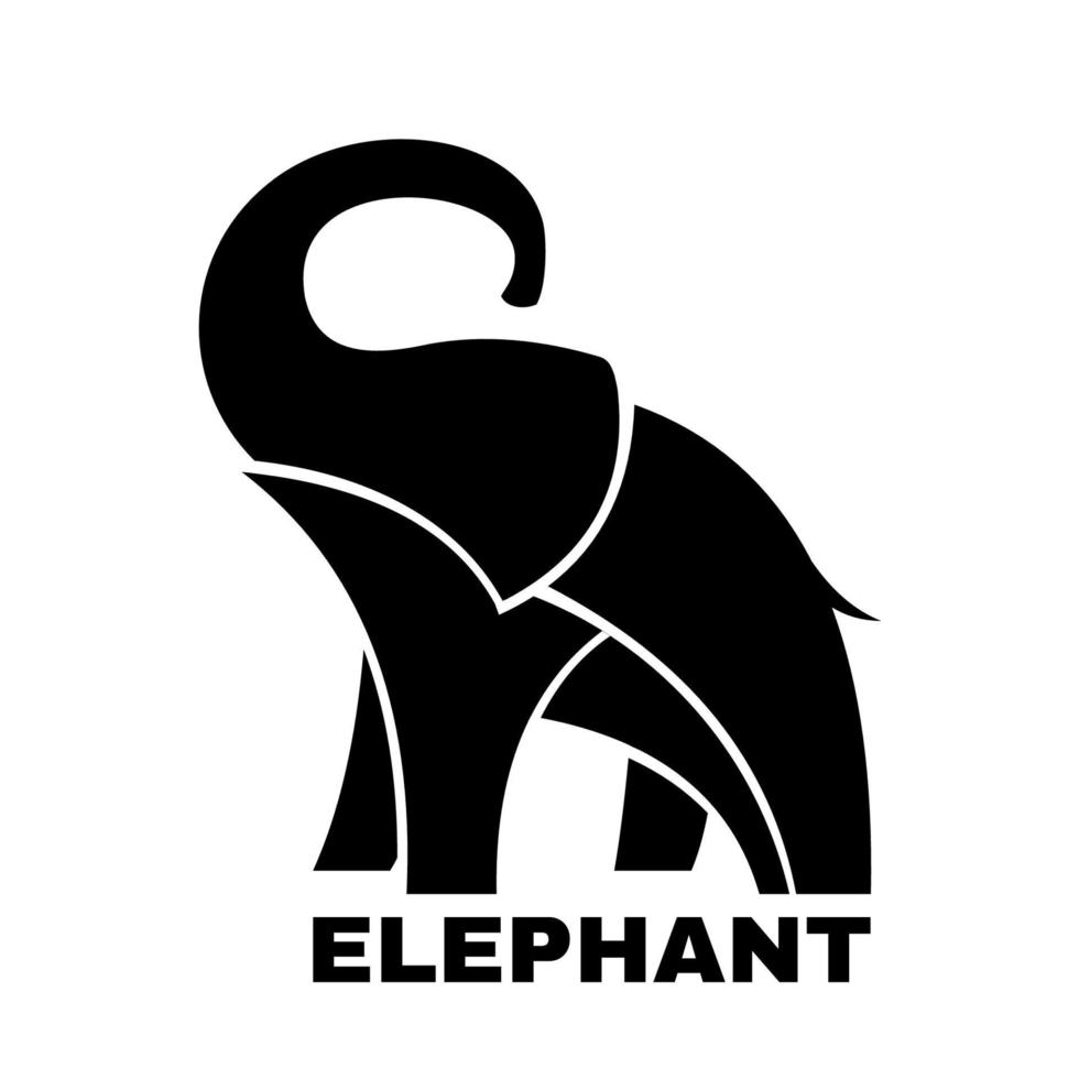 olifant pictogram geïsoleerd op een witte achtergrond. vectorillustratie. ontwerpelement voor logo, theepakket of etc. zwarte olifant silhouet. vector
