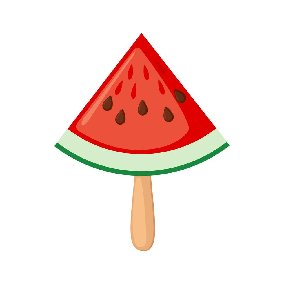 watermeloen popsicle pictogram in vlakke stijl geïsoleerd op een witte achtergrond. leuk zomers ijsje. vectorillustratie. vector