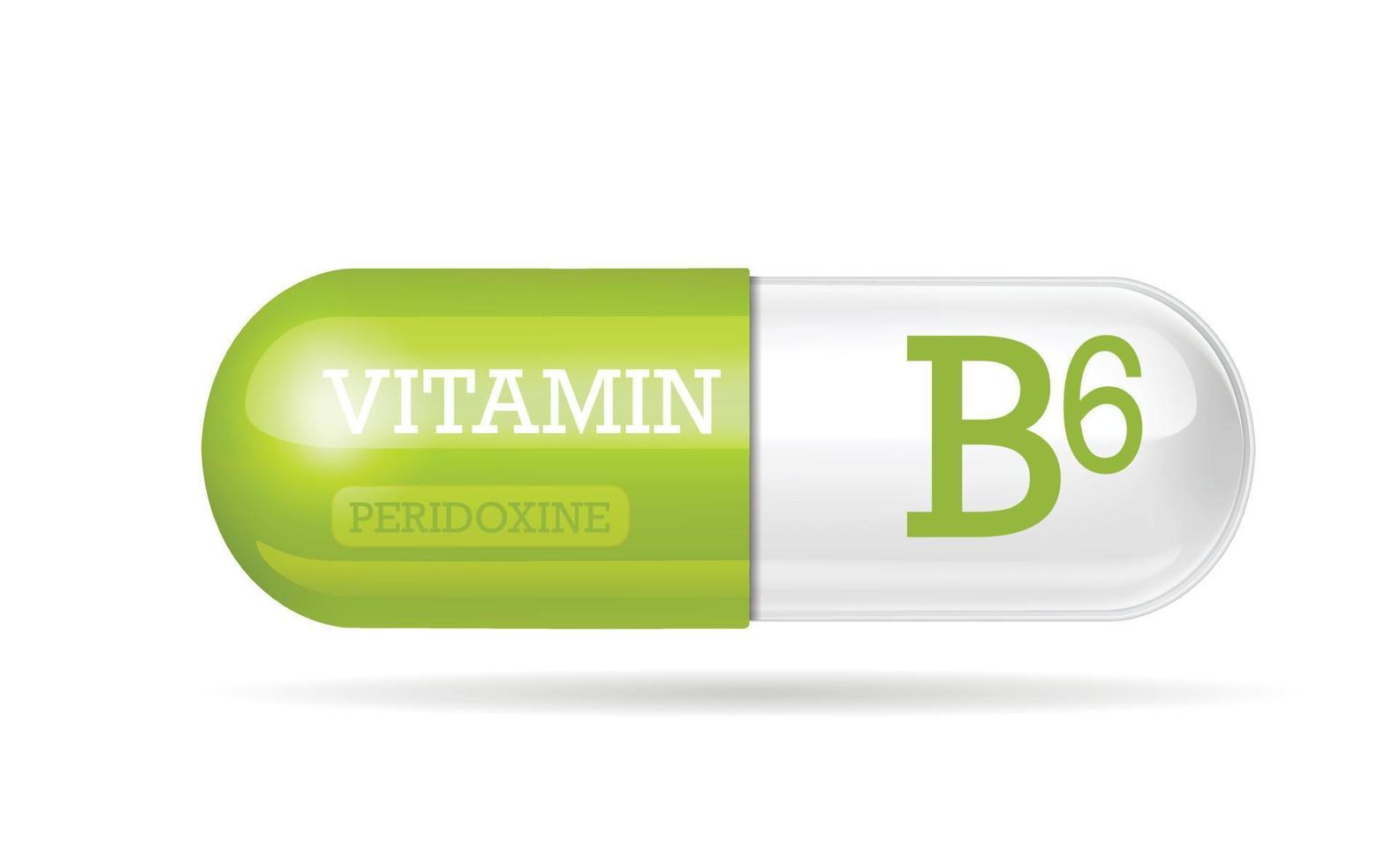 pilpictogram, vitamine b6-capsule. tweekleurige capsule op een witte geïsoleerde achtergrond. ruimte kopiëren. vector illustratie