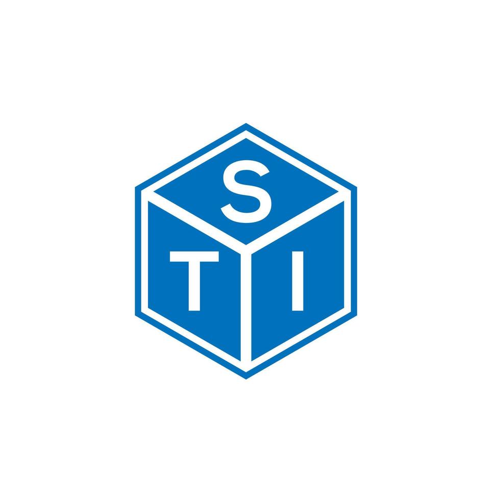 sti brief logo ontwerp op zwarte achtergrond. sti creatieve initialen brief logo concept. sti brief ontwerp. vector