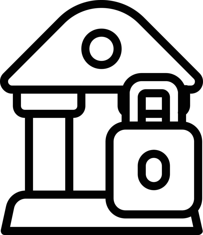 pictogram cyberbeveiligingstoepassing voor banken gesymboliseerd door bank en slot. vector