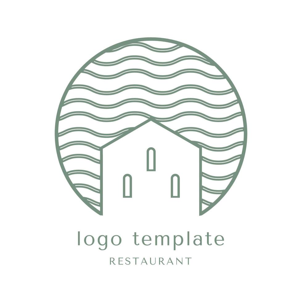 vector logo sjabloon voor een leuk restaurant aan het meer. milieuvriendelijke vakantie