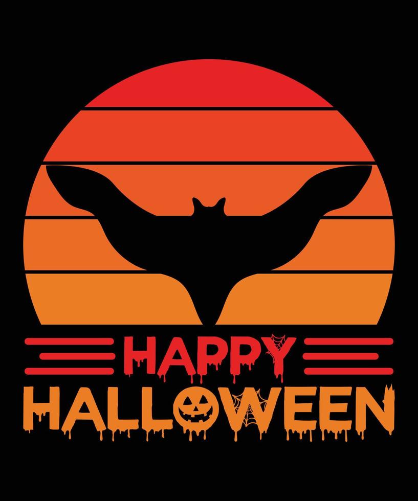 happy halloween vleermuizen t-shirt ontwerpsjabloon vector