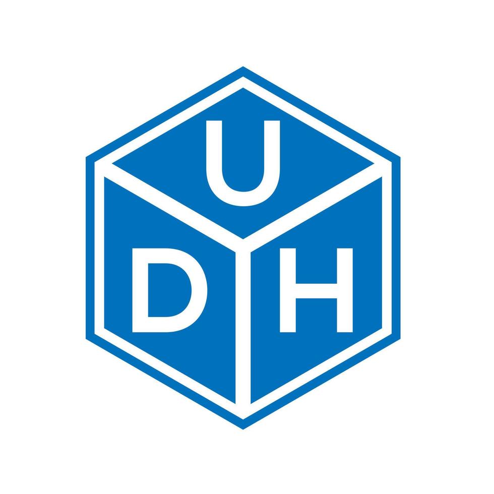 udh brief logo ontwerp op zwarte achtergrond. udh creatieve initialen brief logo concept. udh brief ontwerp. vector