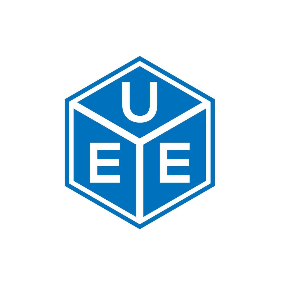 uee brief logo ontwerp op zwarte achtergrond. uee creatieve initialen brief logo concept. uee brief ontwerp. vector