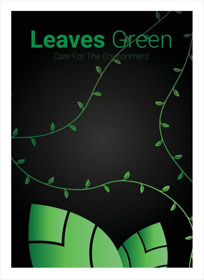 bladeren groen natuur cover ontwerp groene en zwarte kleur vector