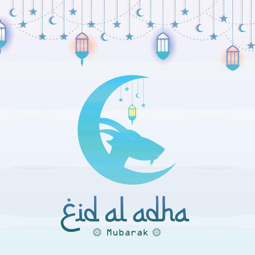 eid al-adha met geitenkop, moskee, maansterren en lantaarns. geschikt voor banners, posters, brochures, sjablonen voor verkoopbrochures vector