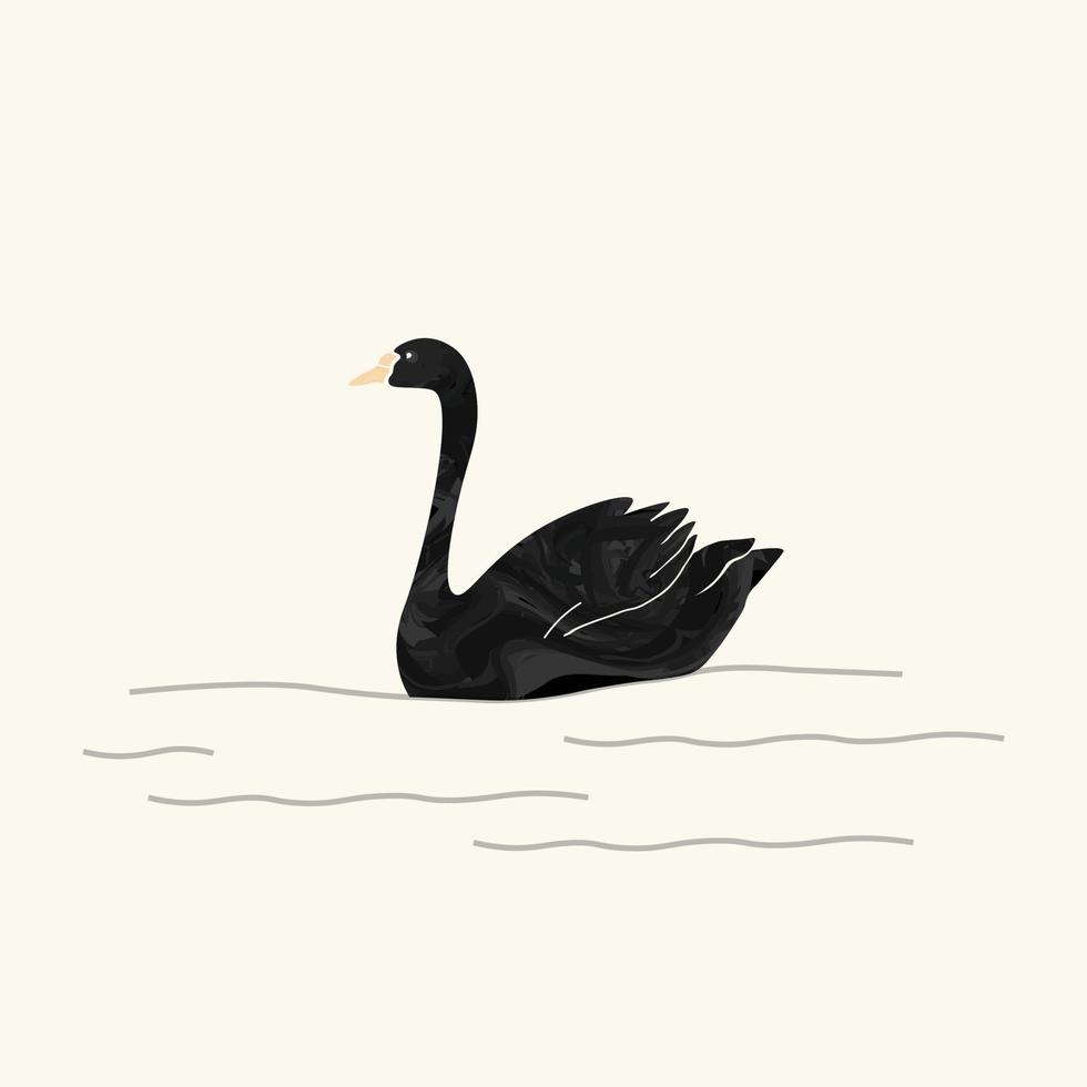 zwarte zwaan logo type aquarel vector