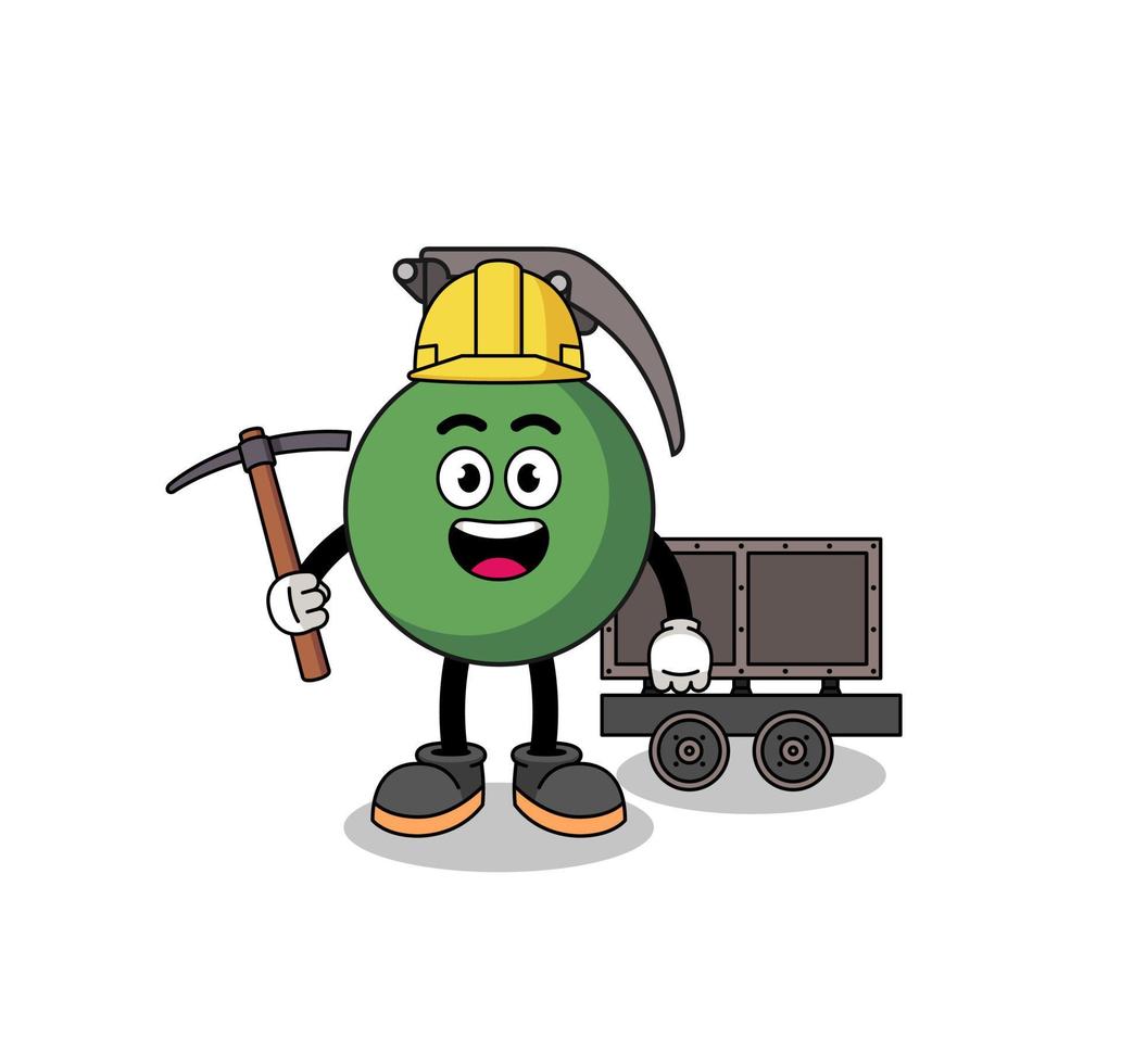 mascotte illustratie van granaat mijnwerker vector