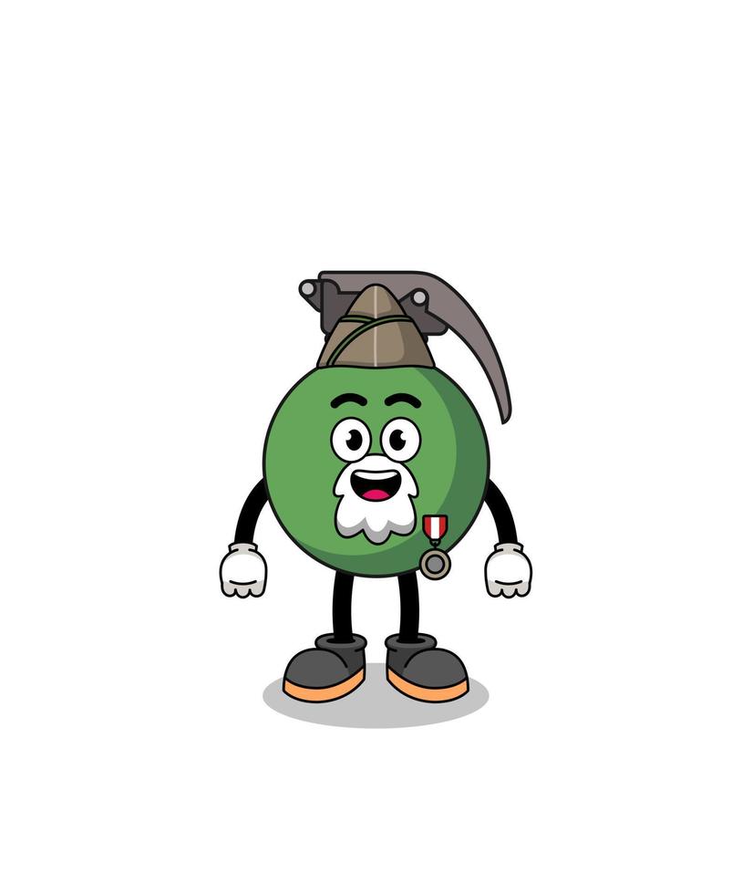 karakter cartoon van granaat als een veteraan vector